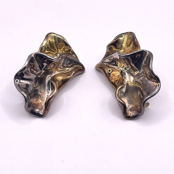 David Varsano Sterling Silver Electroform Modern CLIP ON Vintage Earrings Israel - Picture 1 of 9